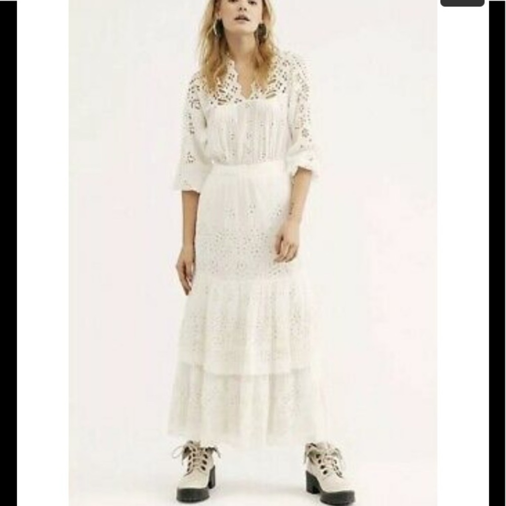 SALE New Free People Wilder Eyelet Midi/Maxi Skirt Size 0 or 2 NWOT - Picture 3 of 14